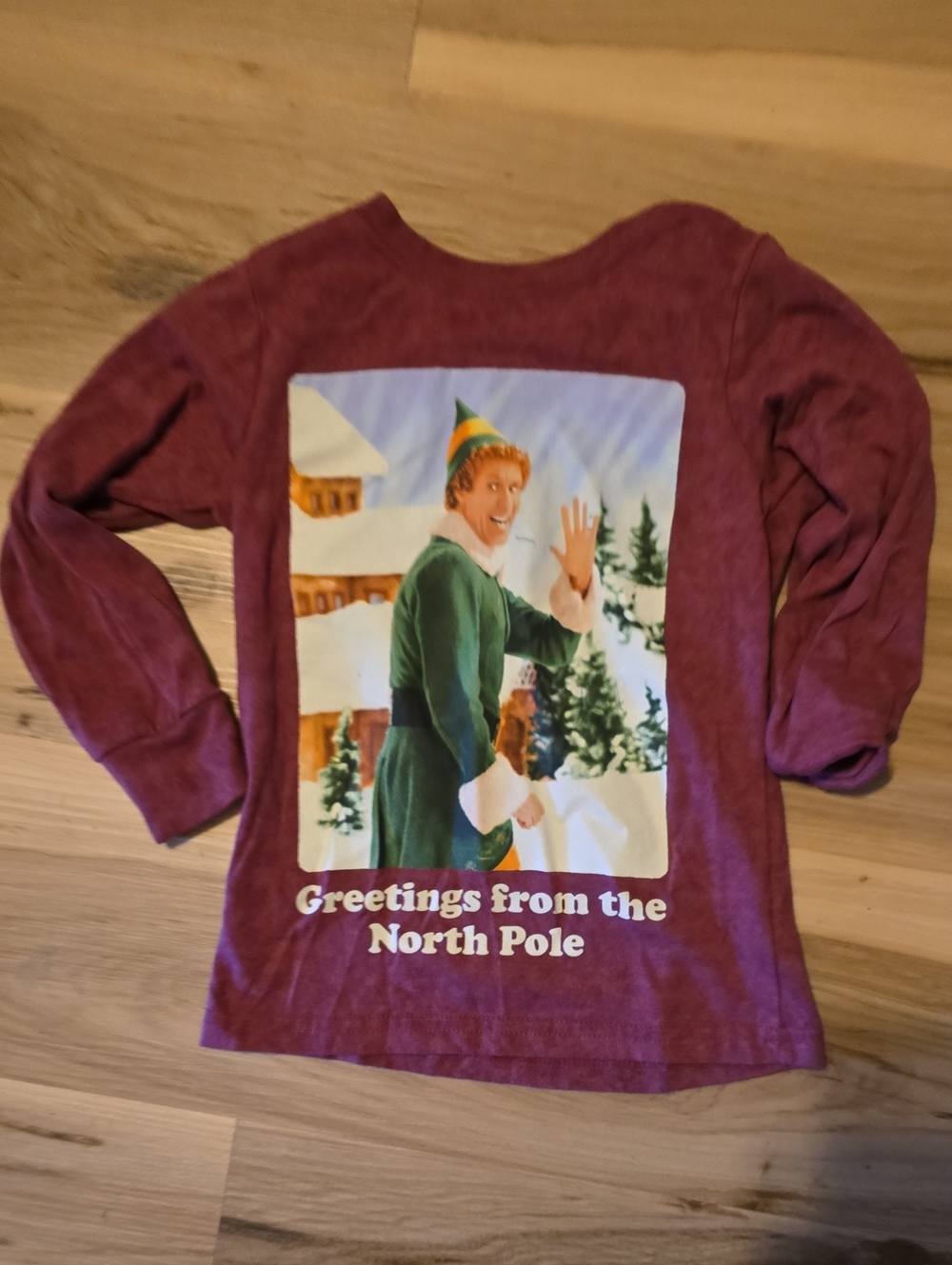 Kids' 5 Burgundy 'Greetings from the North Pole' Graphic Long-Sleeve Top